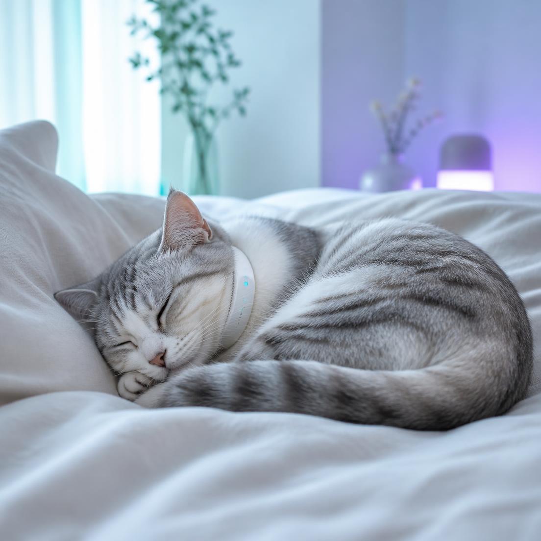 Cat sleeping while wearing the Furrever collar